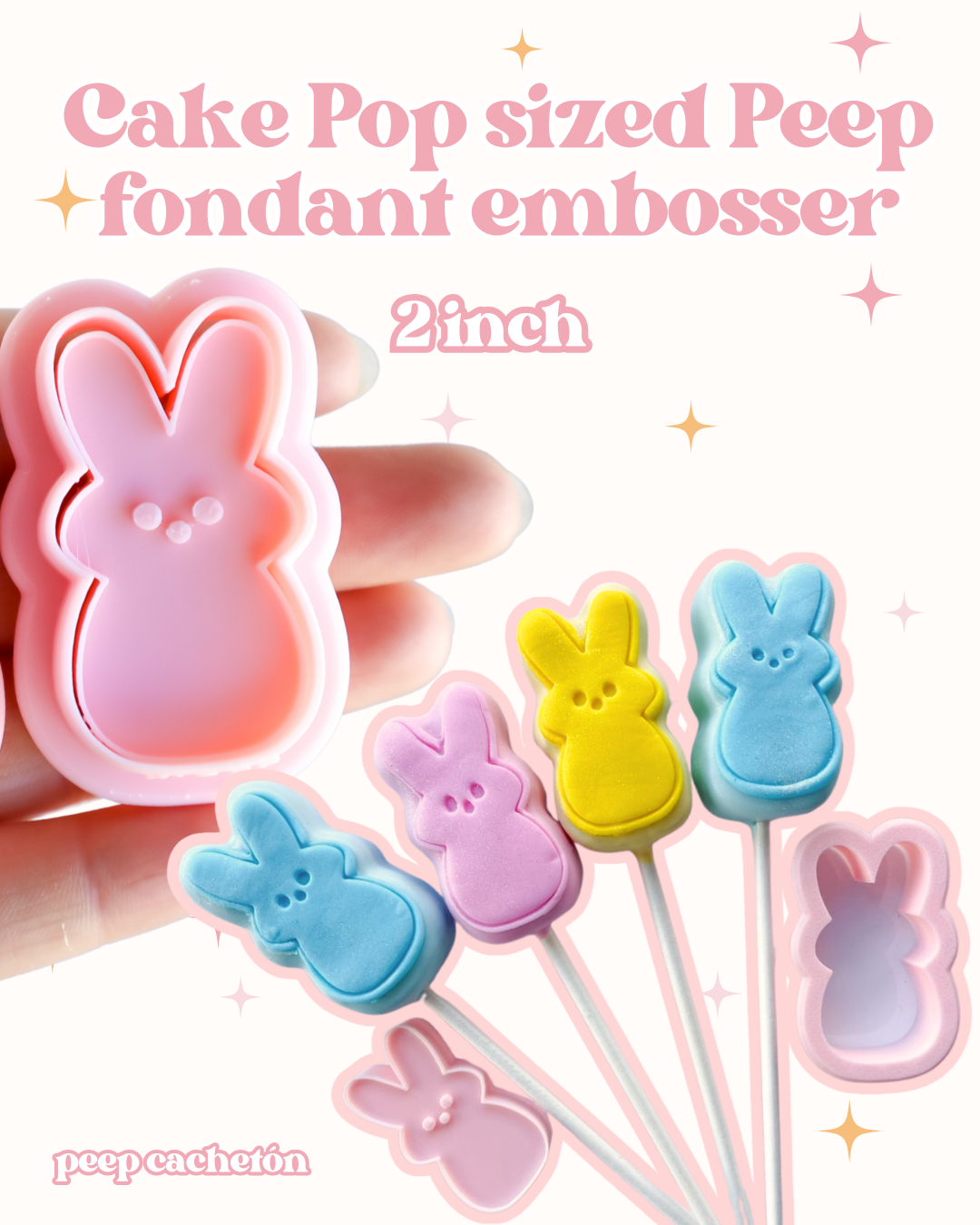 Cake pop size peep fondant embosser