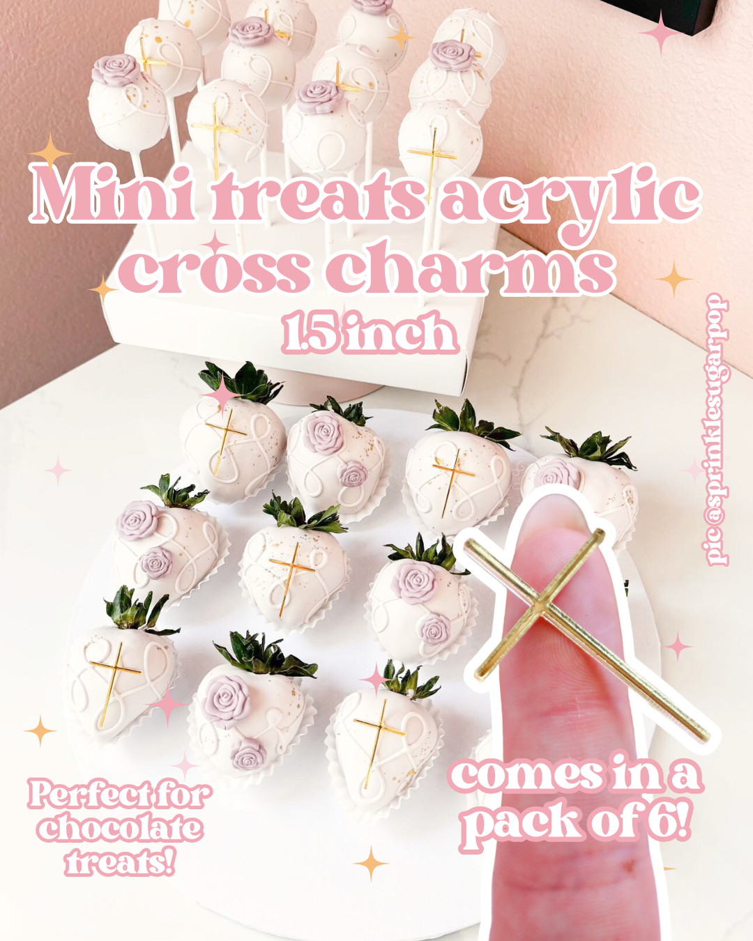Mini treats Acrylic 6pc cross charms