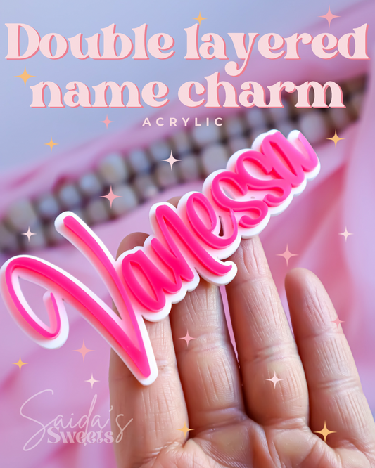 Acrylic Layered Name Cake Charm