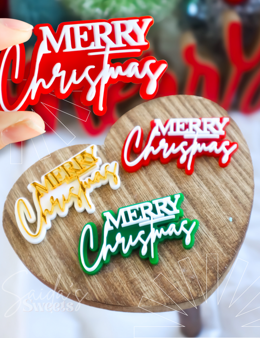 Merry Christmas Double layered Acrylic Cupcake Charm