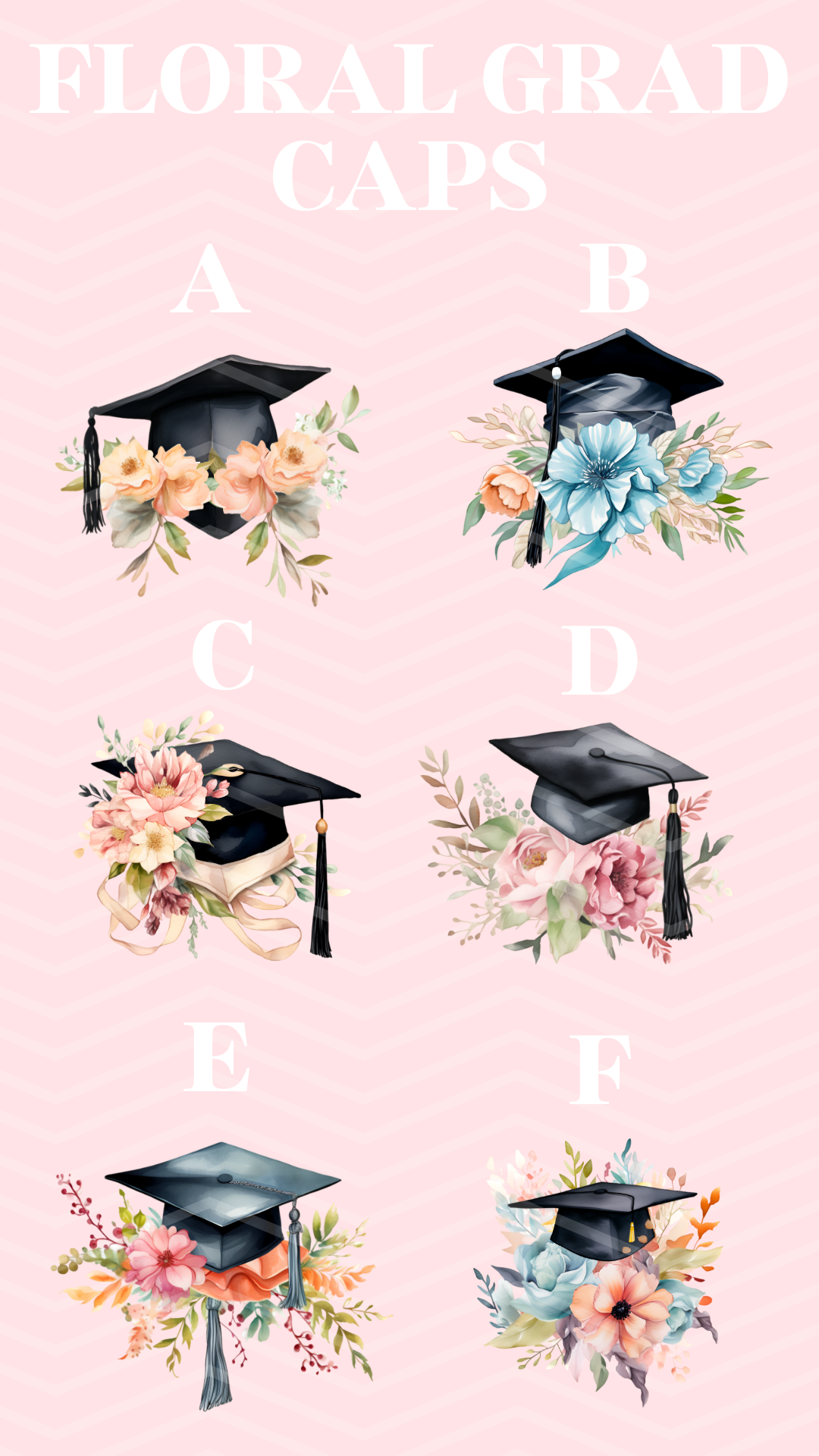 Floral Grad Caps: Edible Images