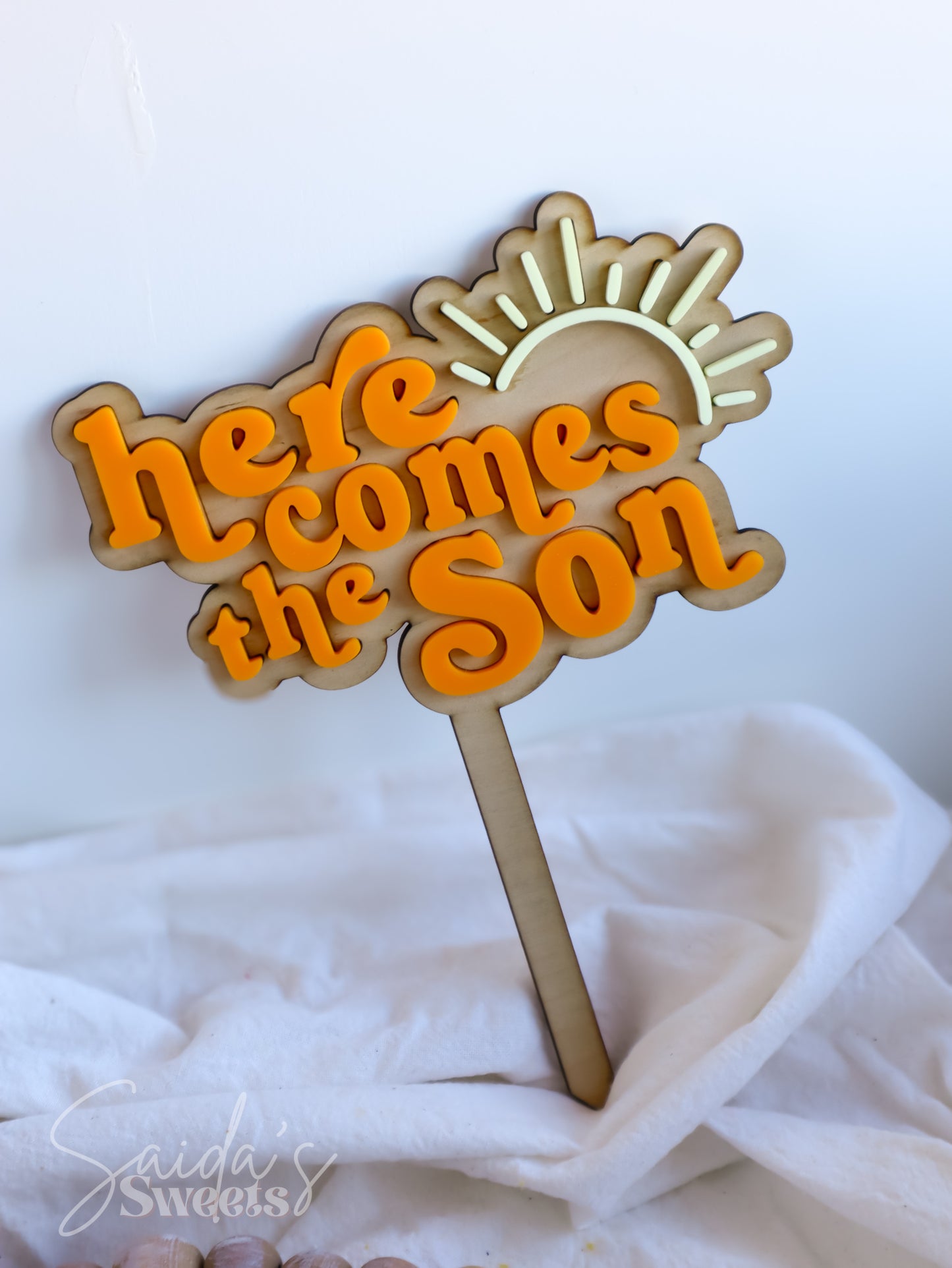 Here comes the Son/Sun Wooden & acrylic Topper