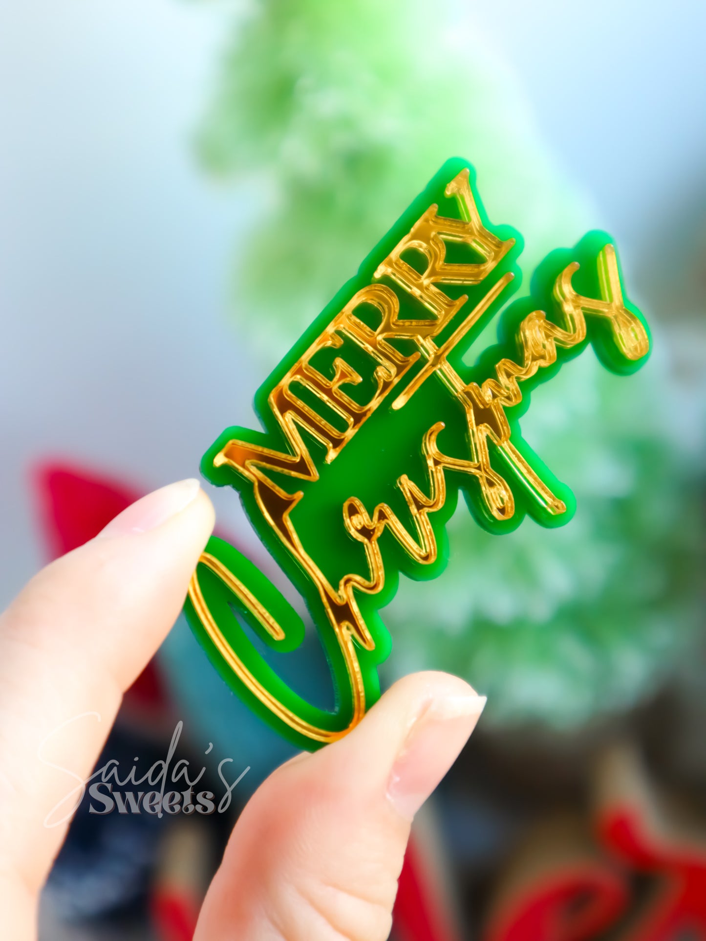 Merry Christmas Double layered Acrylic Cupcake Charm