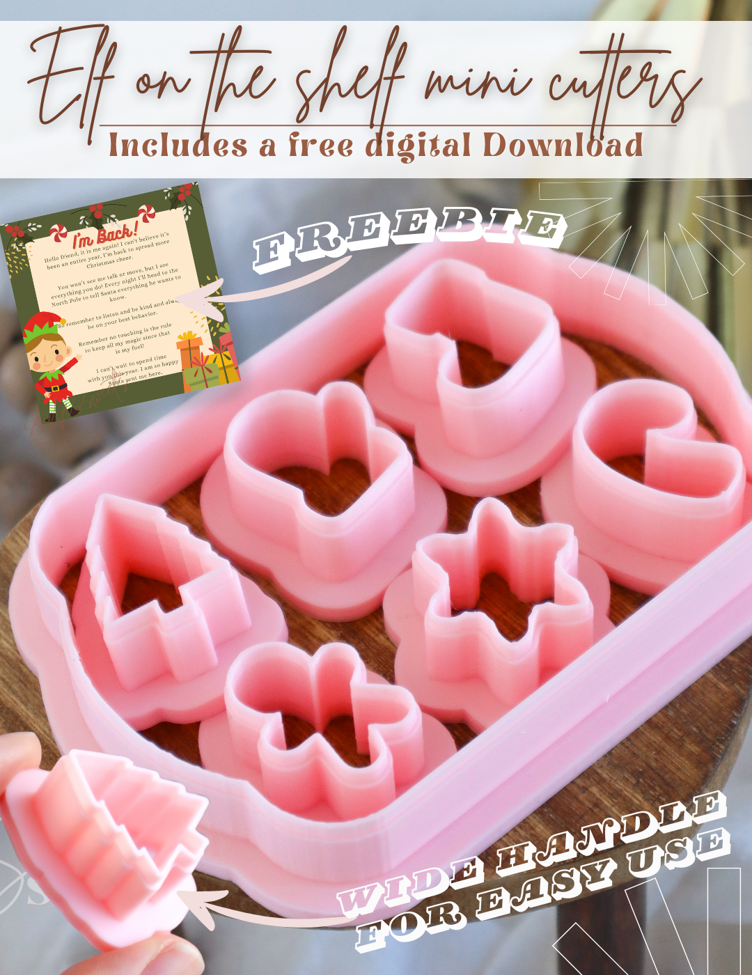 Elf on shelf Mini Cookie Cutters Tray Set (Christmas)