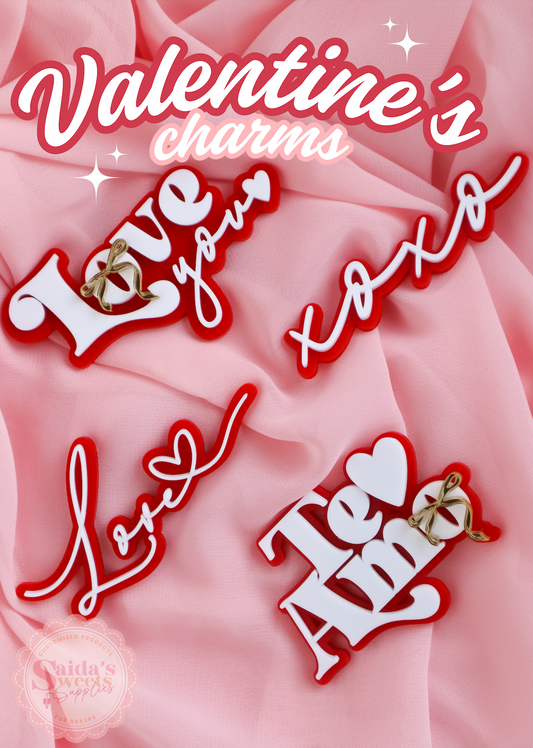 Valentines Day layered Acrylic Cupcake Charm