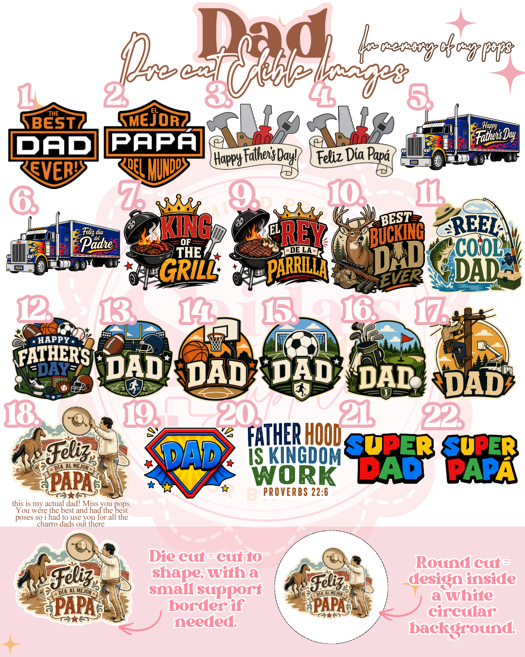 Dad (Father's Day) Pre Cut Edible Images