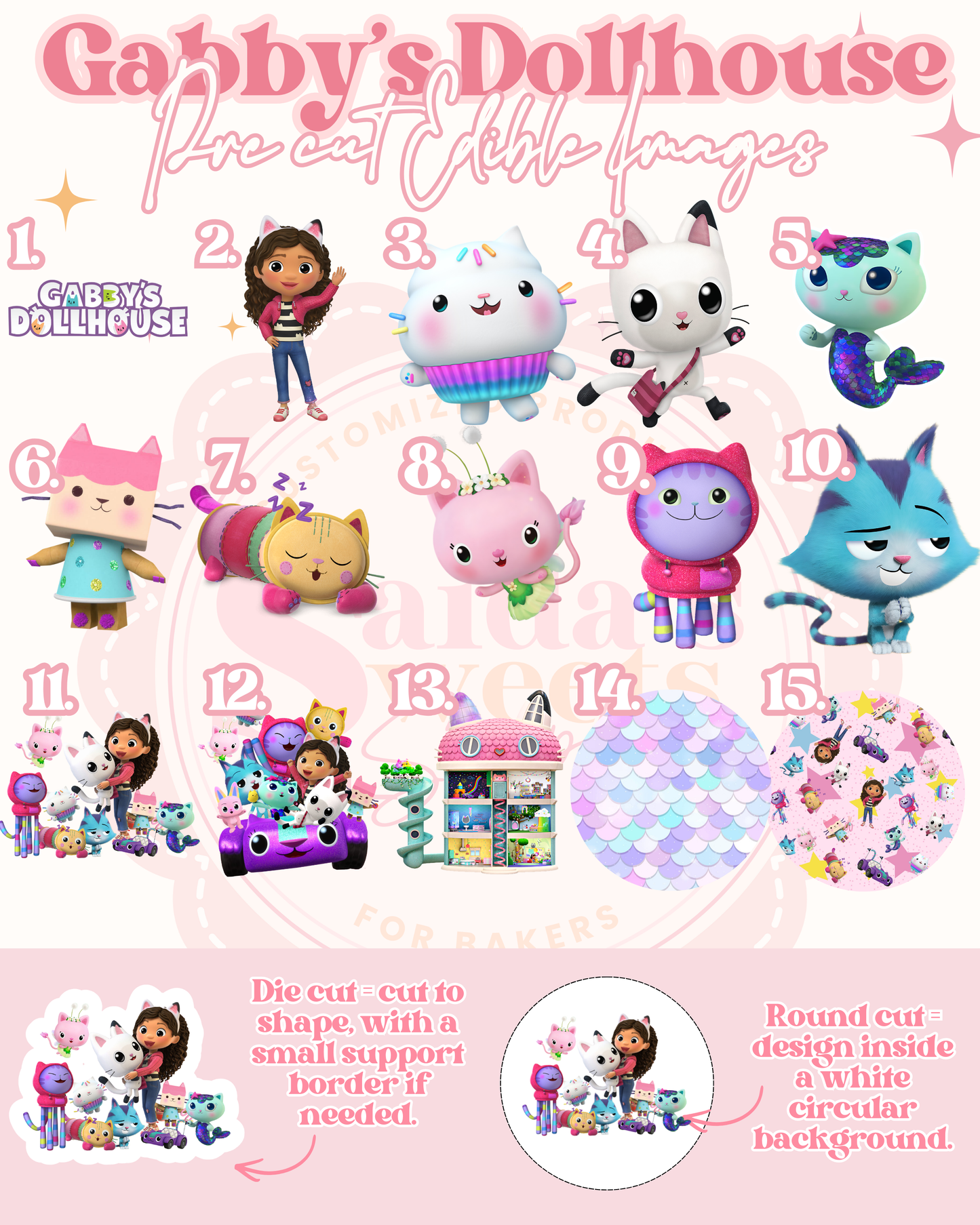 Gabby's Dollhouse Pre Cut Edible Images