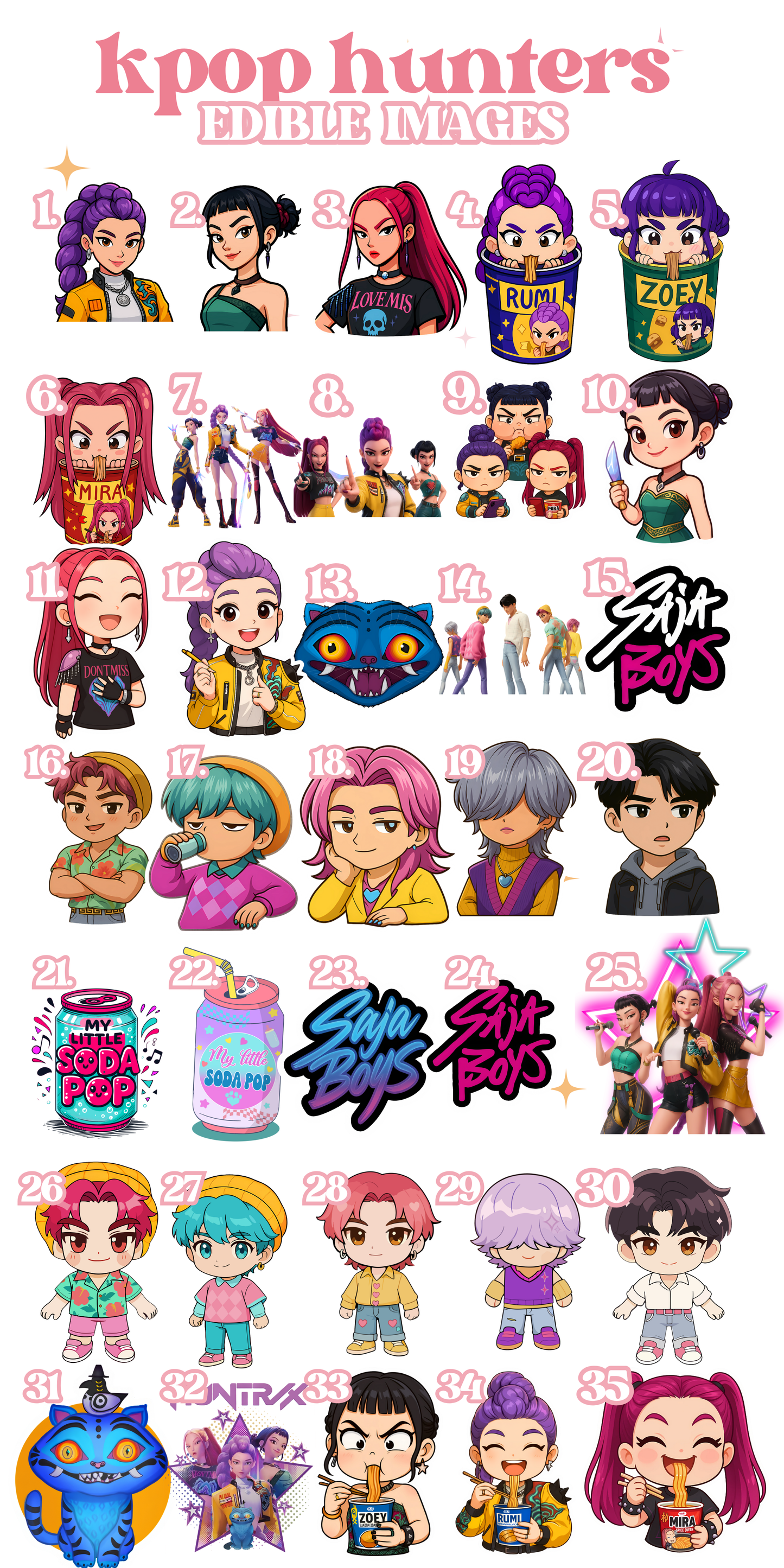 Kpop Hunters Edible Images