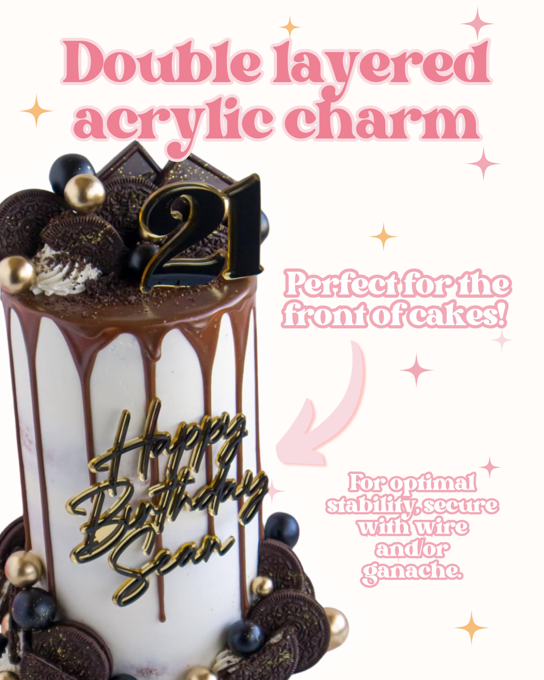Double Layered Acrylic Cake Charm